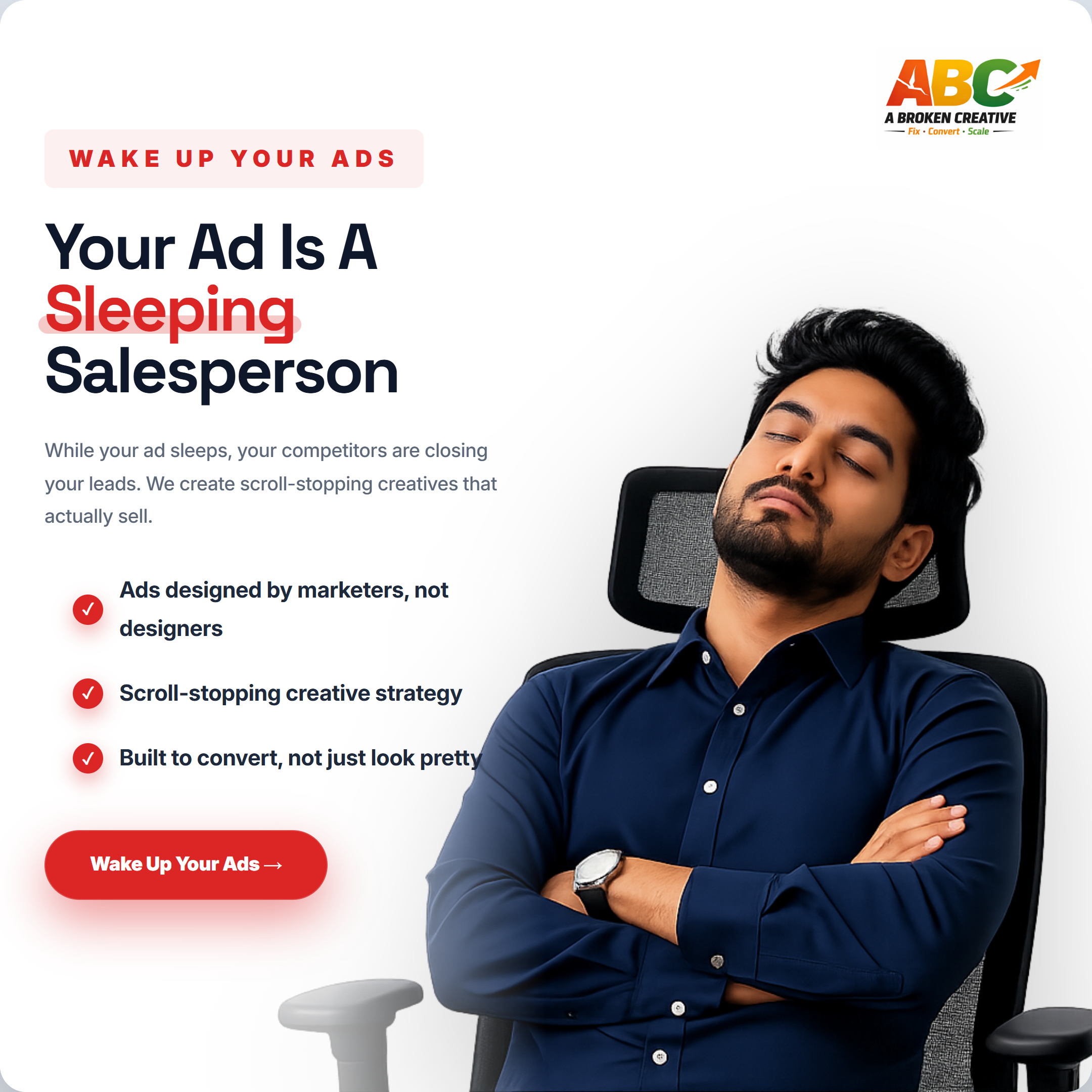 Sleeping Salesperson Ad